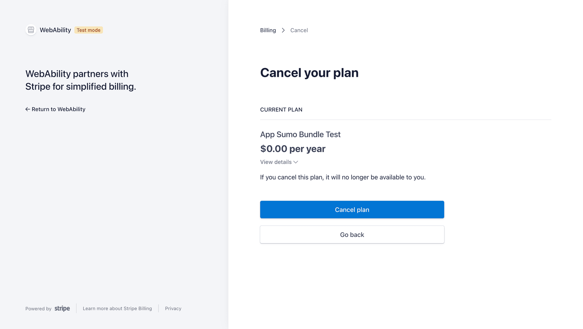 Web Ability Billing Portal Cancel Plan