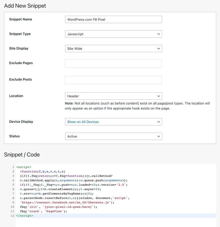 Screenshot of Wordpress Javascript Plugin