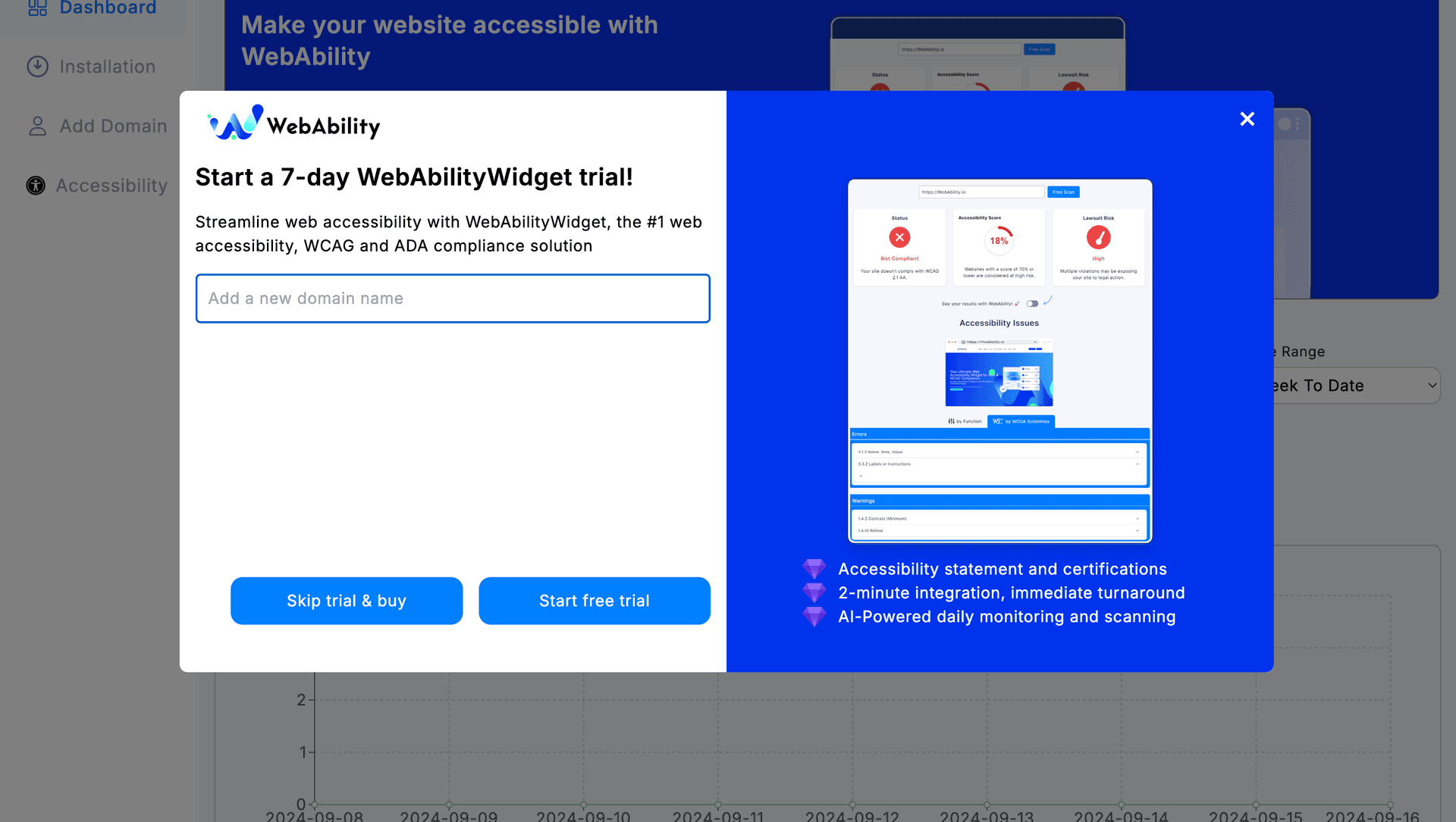 Screenshot for WebAbility Add Domain page Screenshot for WebAbility Add Domain page