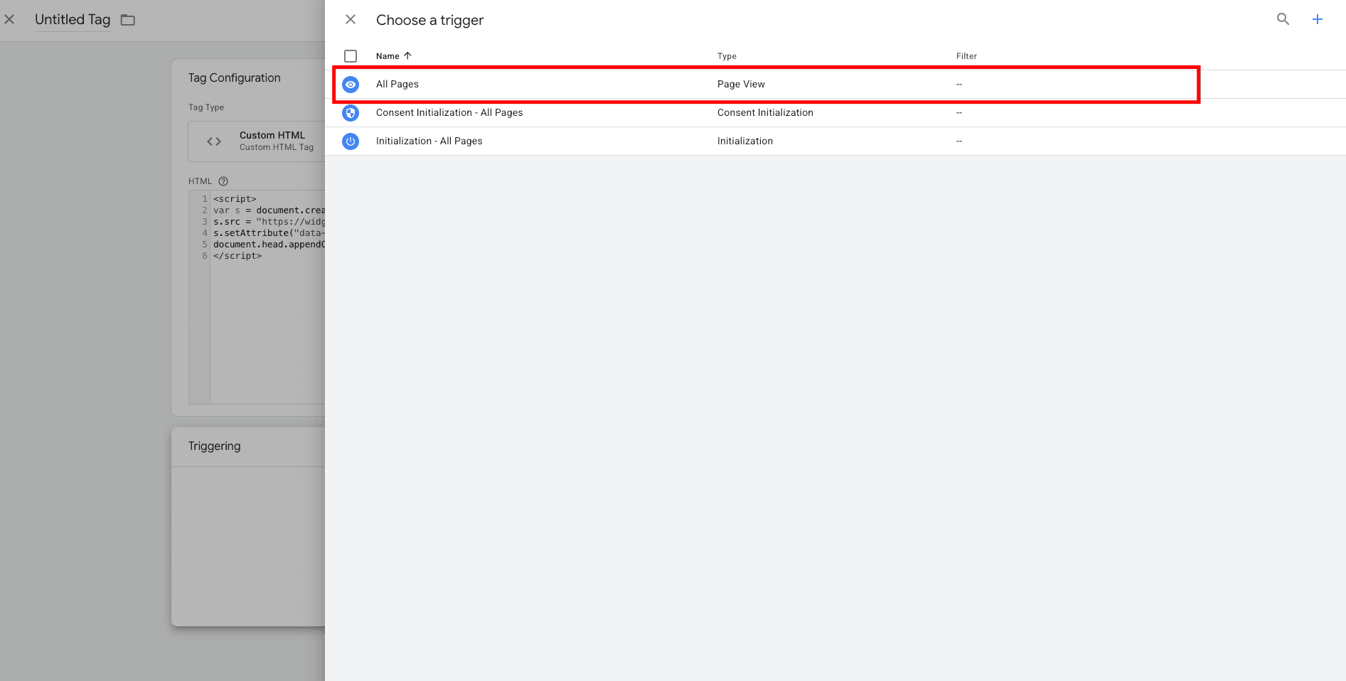 Screenshot of Google Tag Manager All Pages Screenshot of Google Tag Manager All Pages