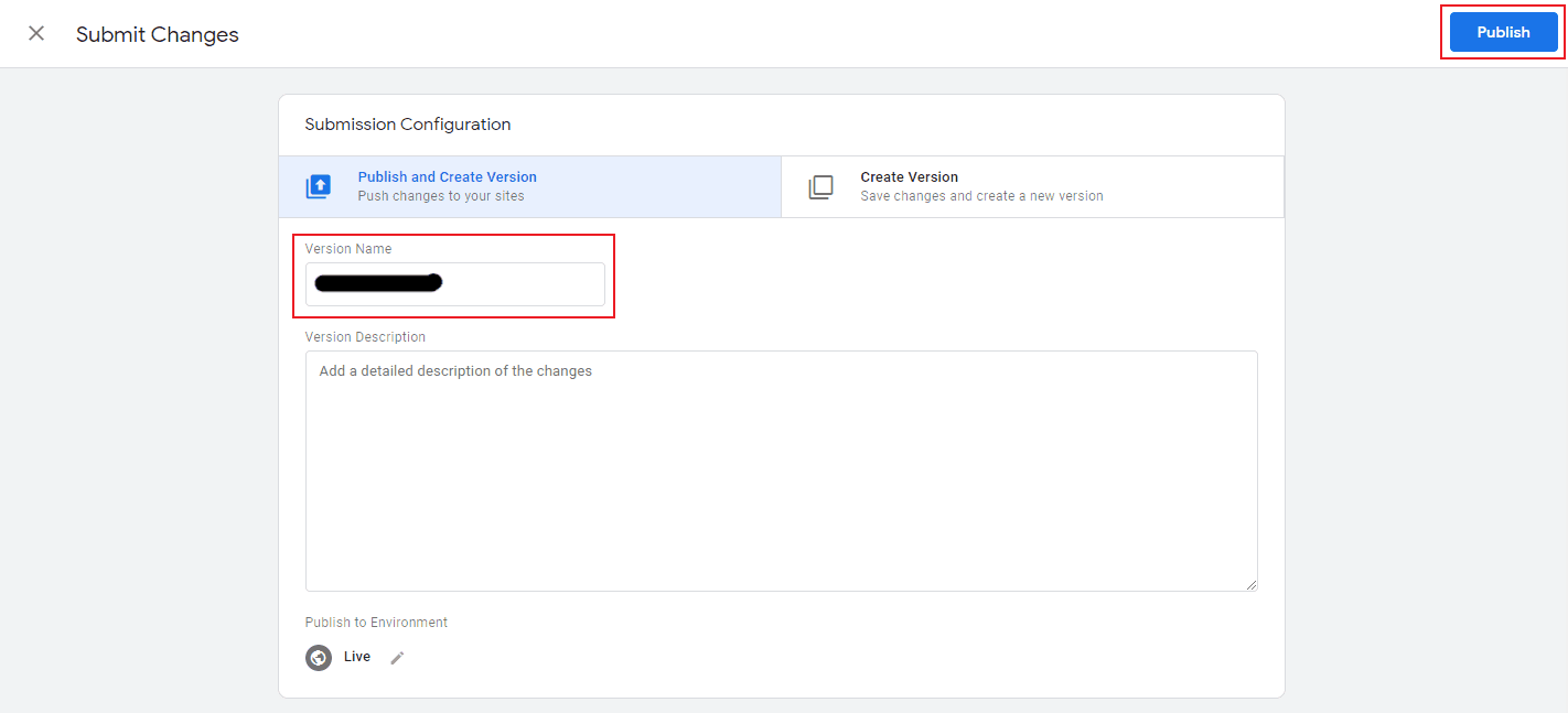 Screenshot of Google Tag Manager Tag Custom Publish Screenshot of Google Tag Manager Tag Custom Publish