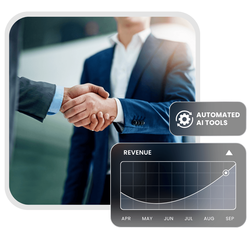 Partnership handshake with growth overlays