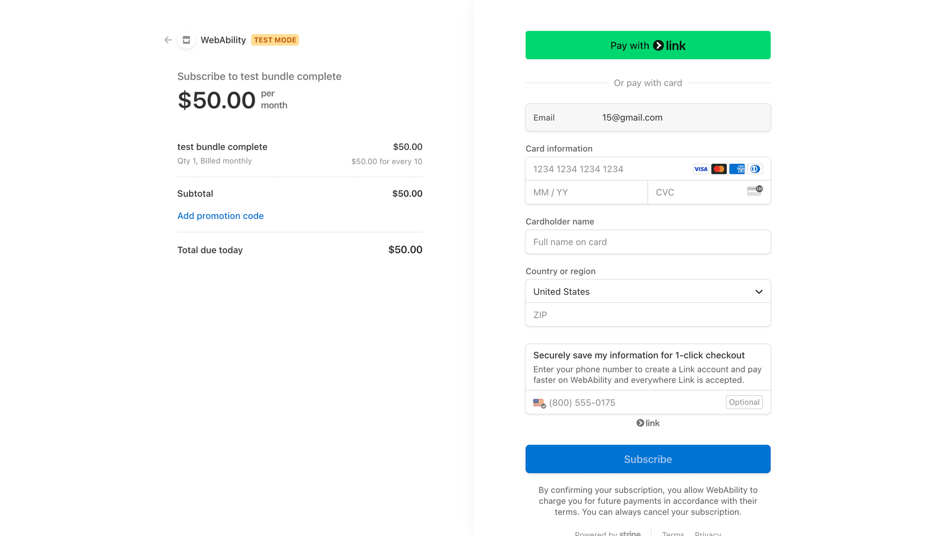 Screenshot for WebAbility Checkout Screenshot for WebAbility Checkout