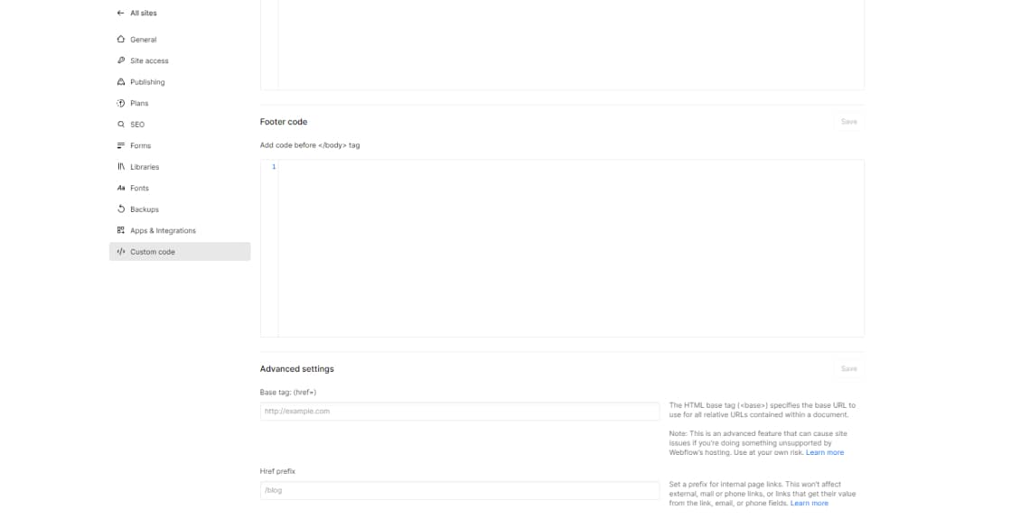 Screenshot of Adding WebAbility Code to Webflow Screenshot of Adding WebAbility Code to Webflow