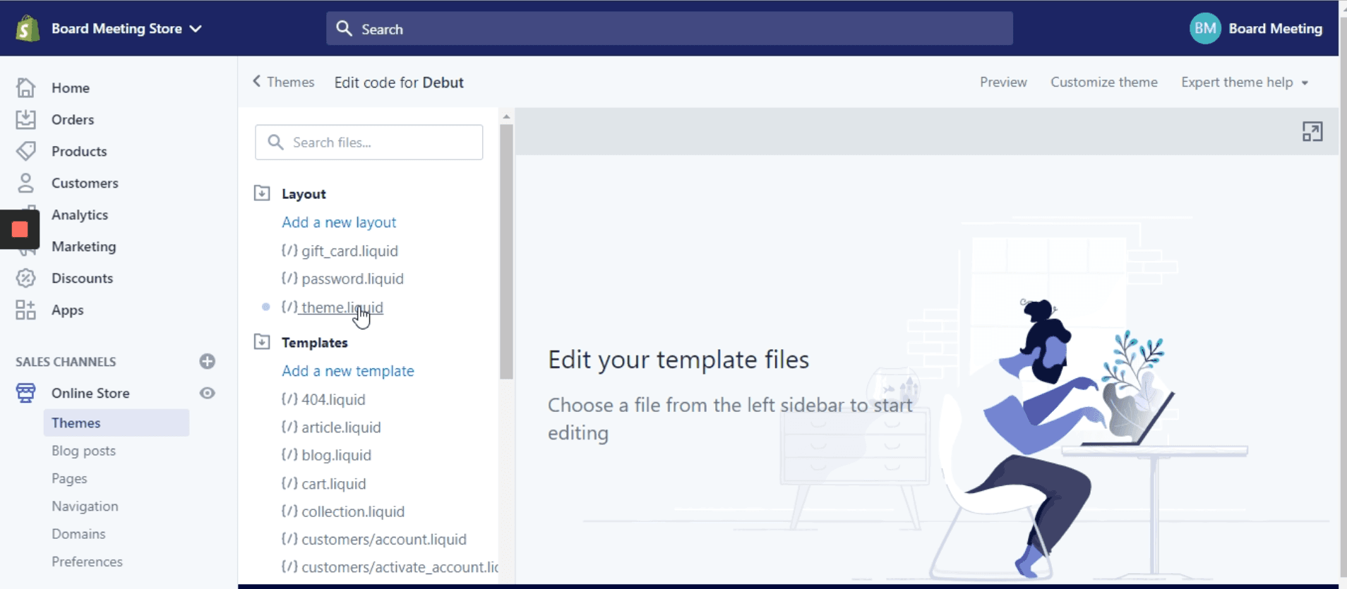 Screenshot of Shopify Edit Code layout Section Screenshot of Shopify Edit Code layout Section