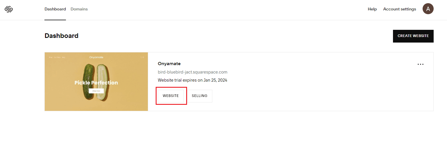 Screenshot of SquareSpace Dashboard Screenshot of SquareSpace Dashboard