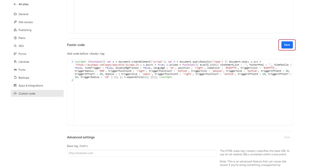 Screenshot of Saving Changes in Webflow Screenshot of Saving Changes in Webflow